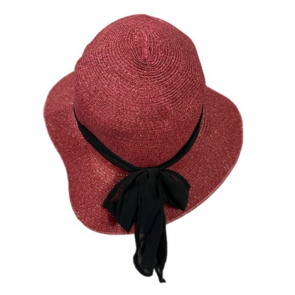 Red Sun Hat with Black Ribbon - Picture 4 of 6